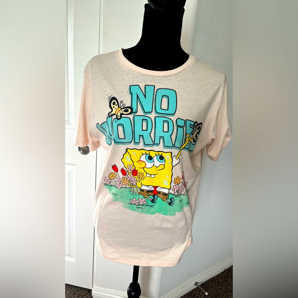 SpongeBob SquarePants “No Worries” Graphic T-Shirt | Size Large